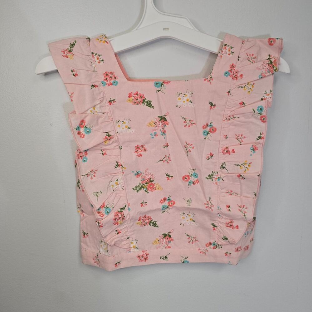 Beebay Pink Floral Ruffle angel short sleeve top 8 years NWT